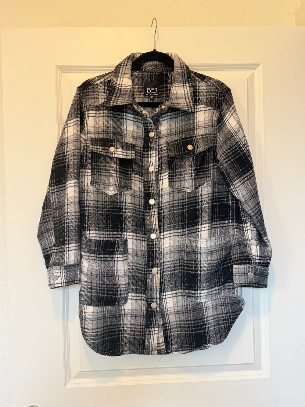 Boom Boom Jeans Black & White Plaid Button-Front Utility Shacket